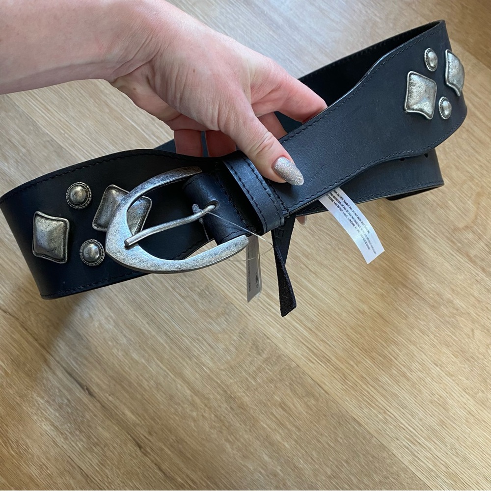 Free People Silver Buckle Black Belt